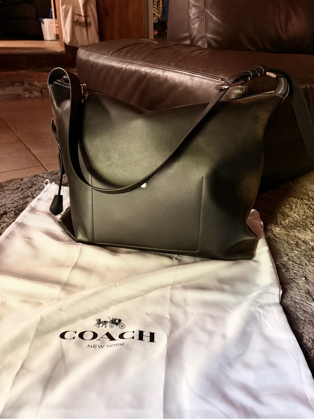 Coach Mott Messenger Bag Large Black Loved Leather CDU77